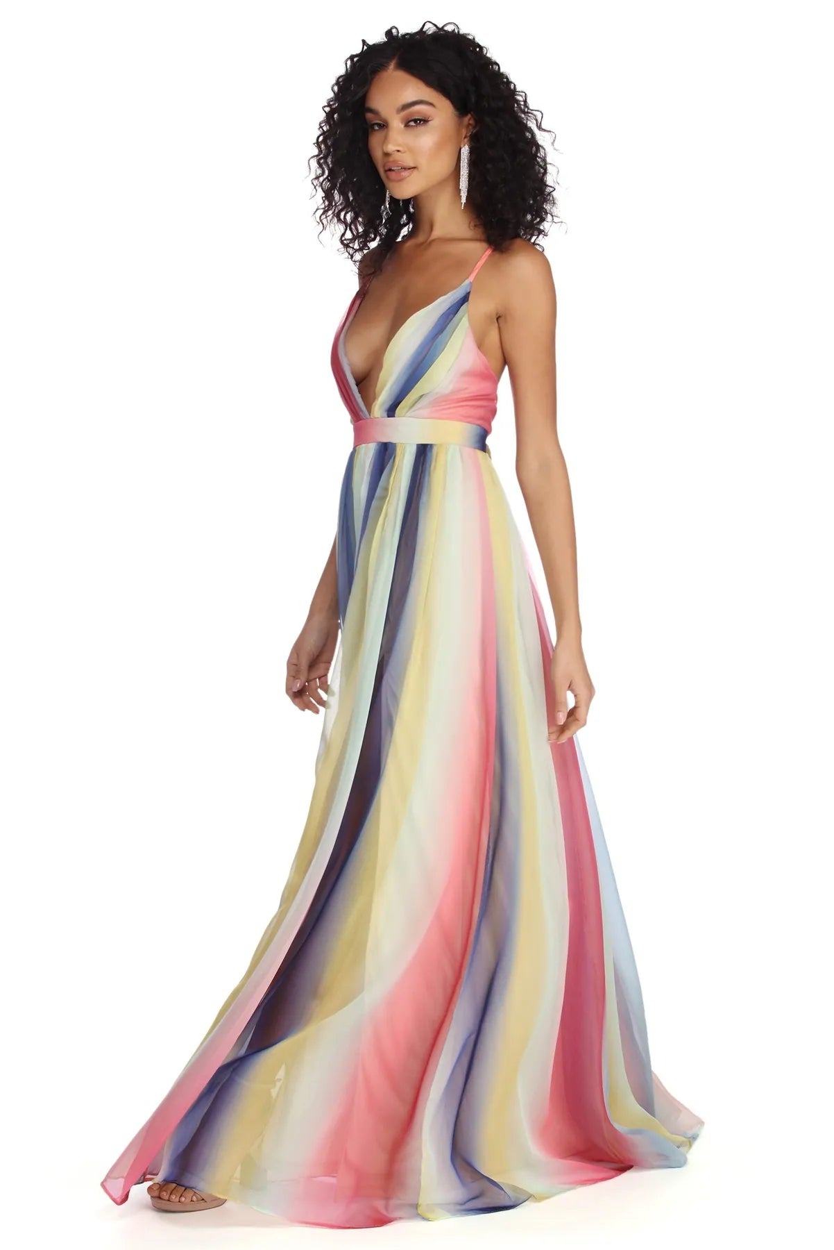 Great Deals Rosemary Formal Chiffon Rainbow Dress