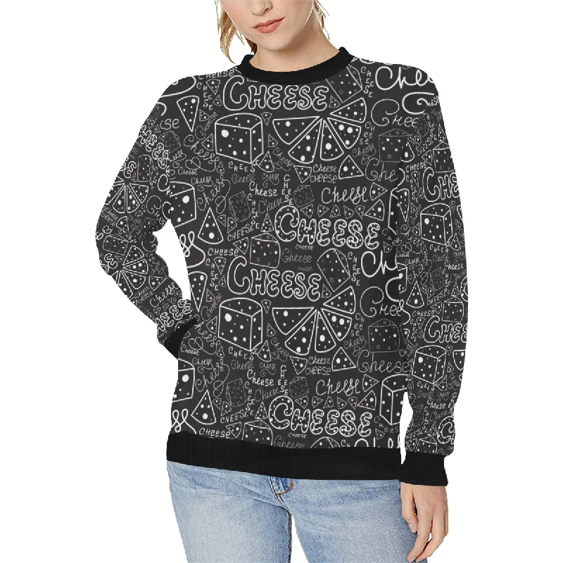 Exclusive Offers Handwritten cheese pattern Women's Crew Neck Sweatshirt