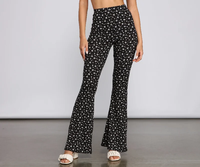 Take Advantage Fab And Fresh Floral Flared Pants