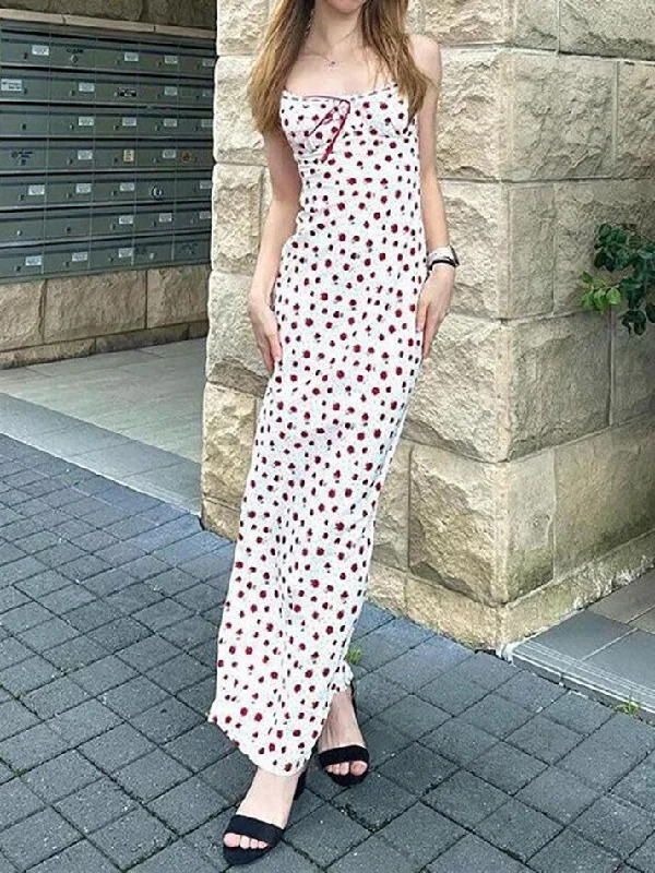 New Markdowns Lace Floral Halter Maxi Dress