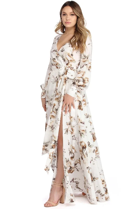 Hot Deal Makayla Floral Chiffon Wrap Dress