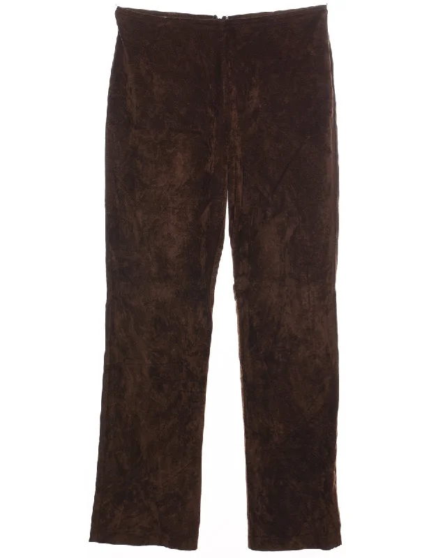 Buy More, Save More Dark Brown High Waist Suede Trousers - W30 L31