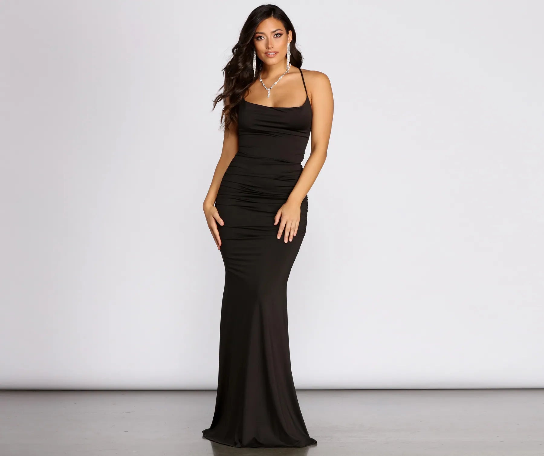 Buy More, Save More Rona Cowl Neck Lace Up Back Dress