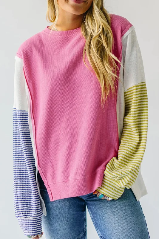 Overstock Exposed Seam Contrast Sweatshirt