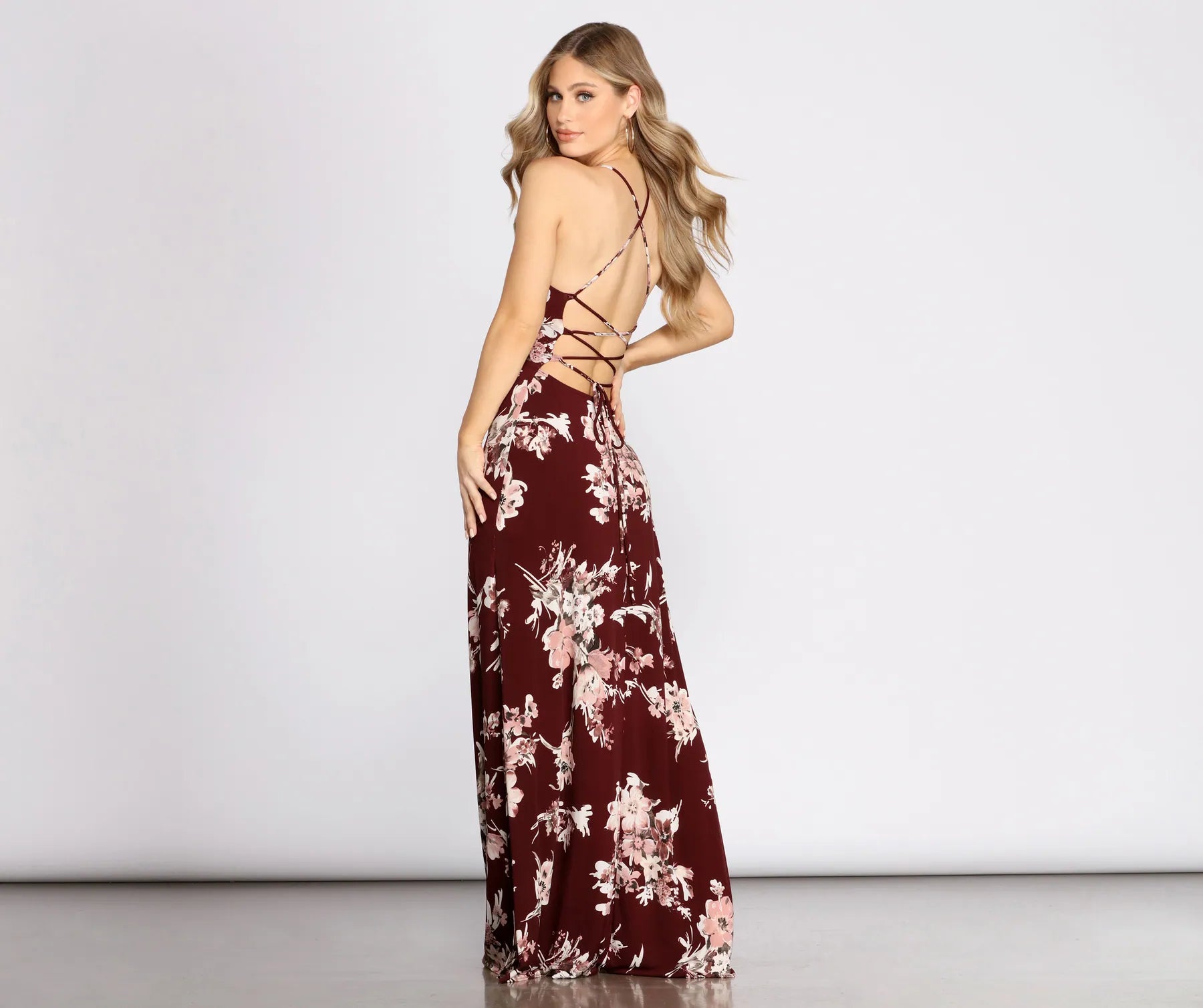 Act Fast Fine In Florals High Neck Maxi Dress
