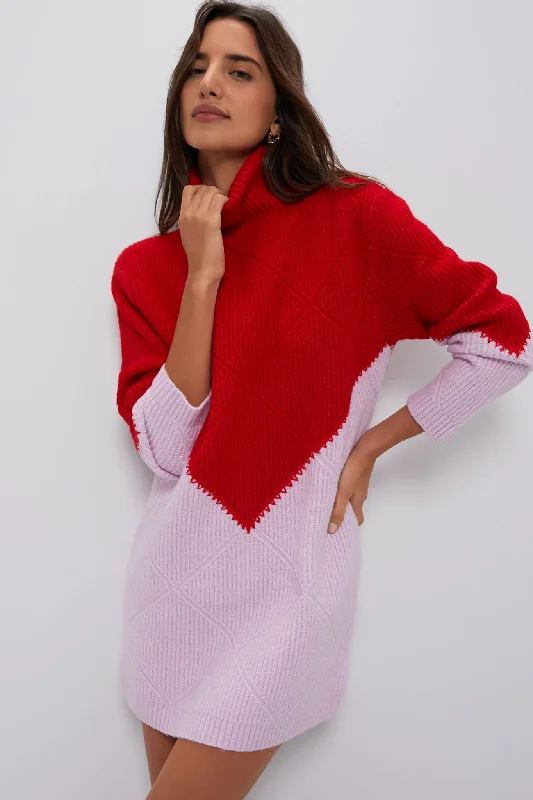 Deal Zone Red & Pink Diamond Demi Sweater Dress
