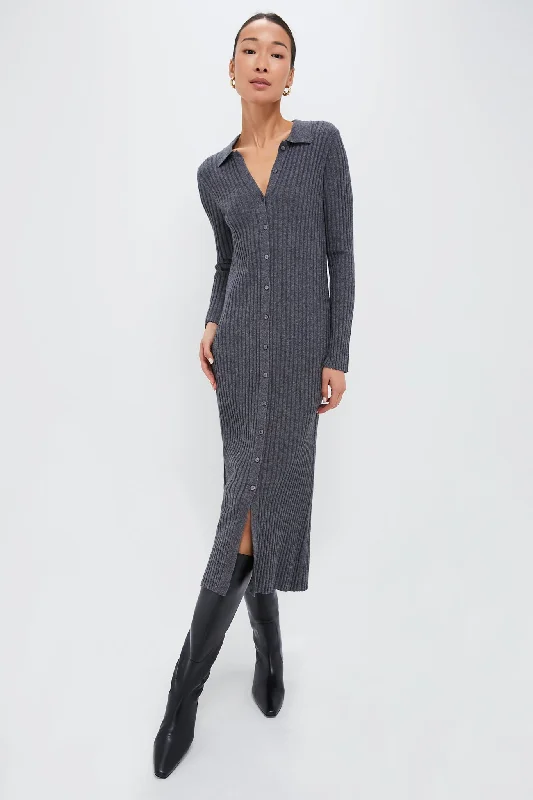 Crazy Savings Medium Heather Gray Long Sleeve Alice Ribbed Dress