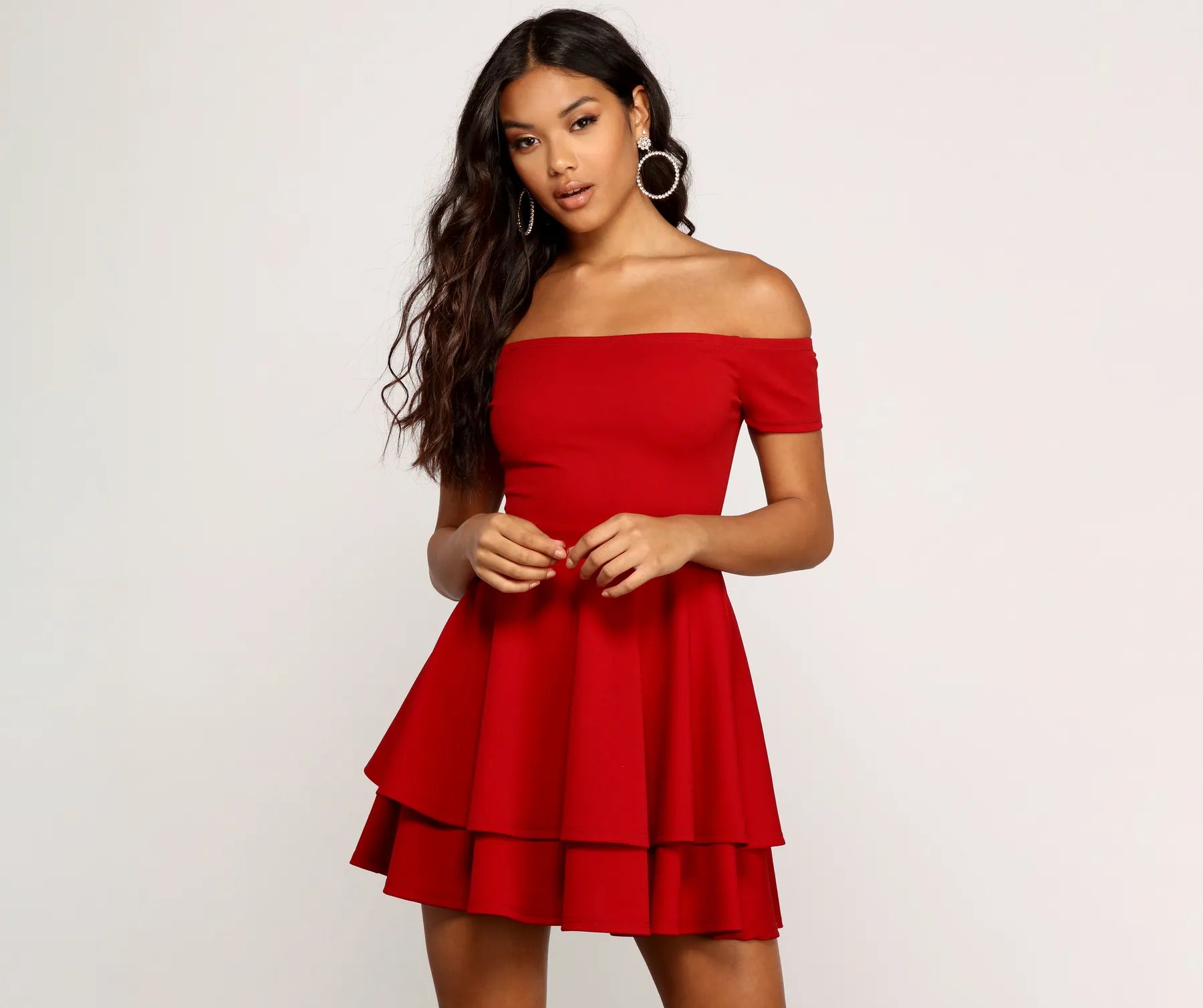Markdowns Main Flame Off Shoulder Dress