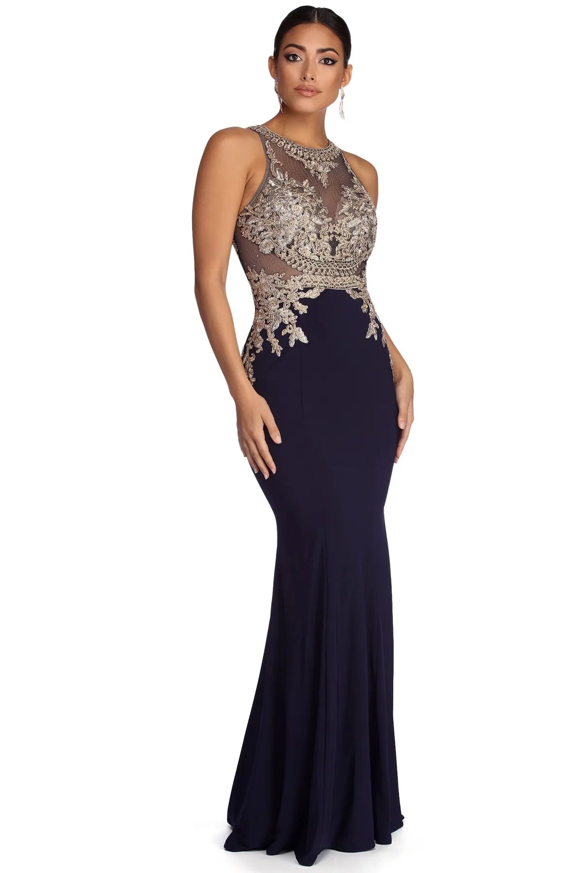 Deep Discounts Annemarie Formal Sleeveless Metallic Dress