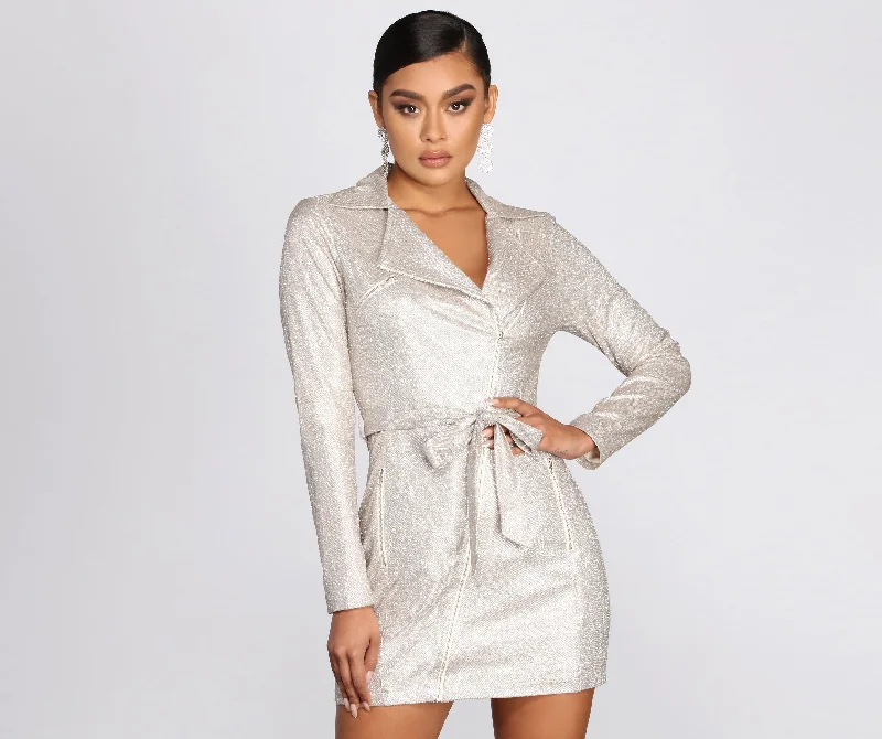 Savings Alert Dazzling Doll Glitter Trench Dress