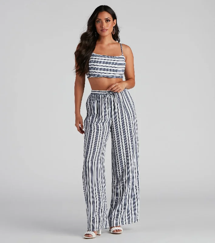 Super Deal Sunday's Match Striped Linen Top