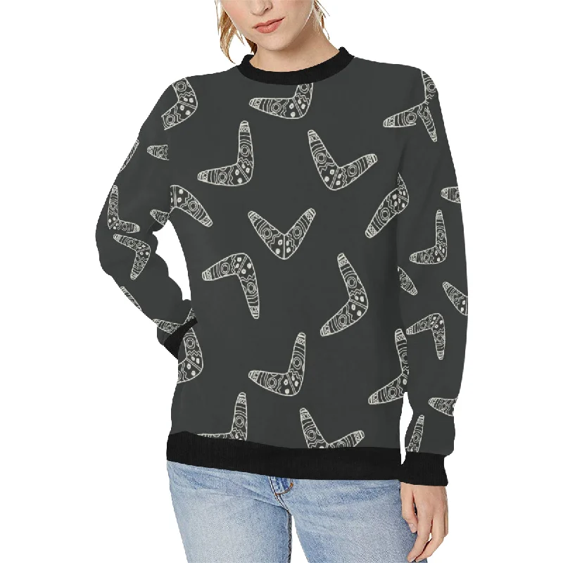 Epic Deals Hand drawn boomerang Australian aboriginal ornamen Women's Crew Neck Sweatshirt