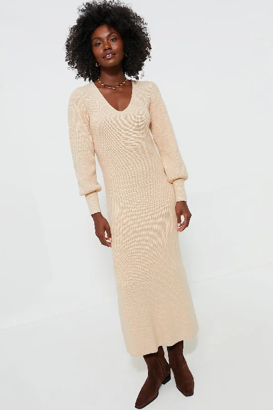 Deep Discounts Almond Knit Anya Midi Dress