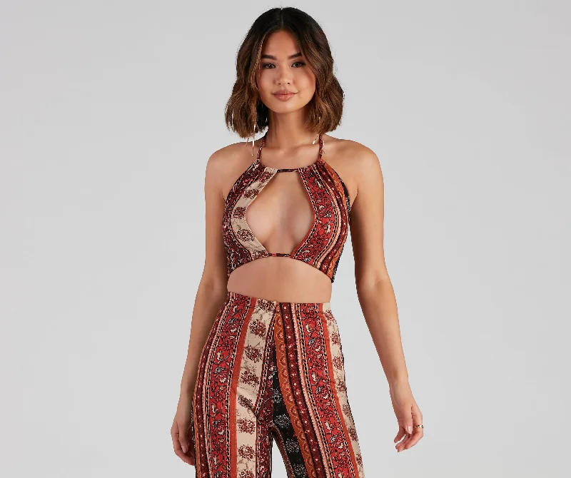 Huge Savings Desert Dreamer Halter Crop Top