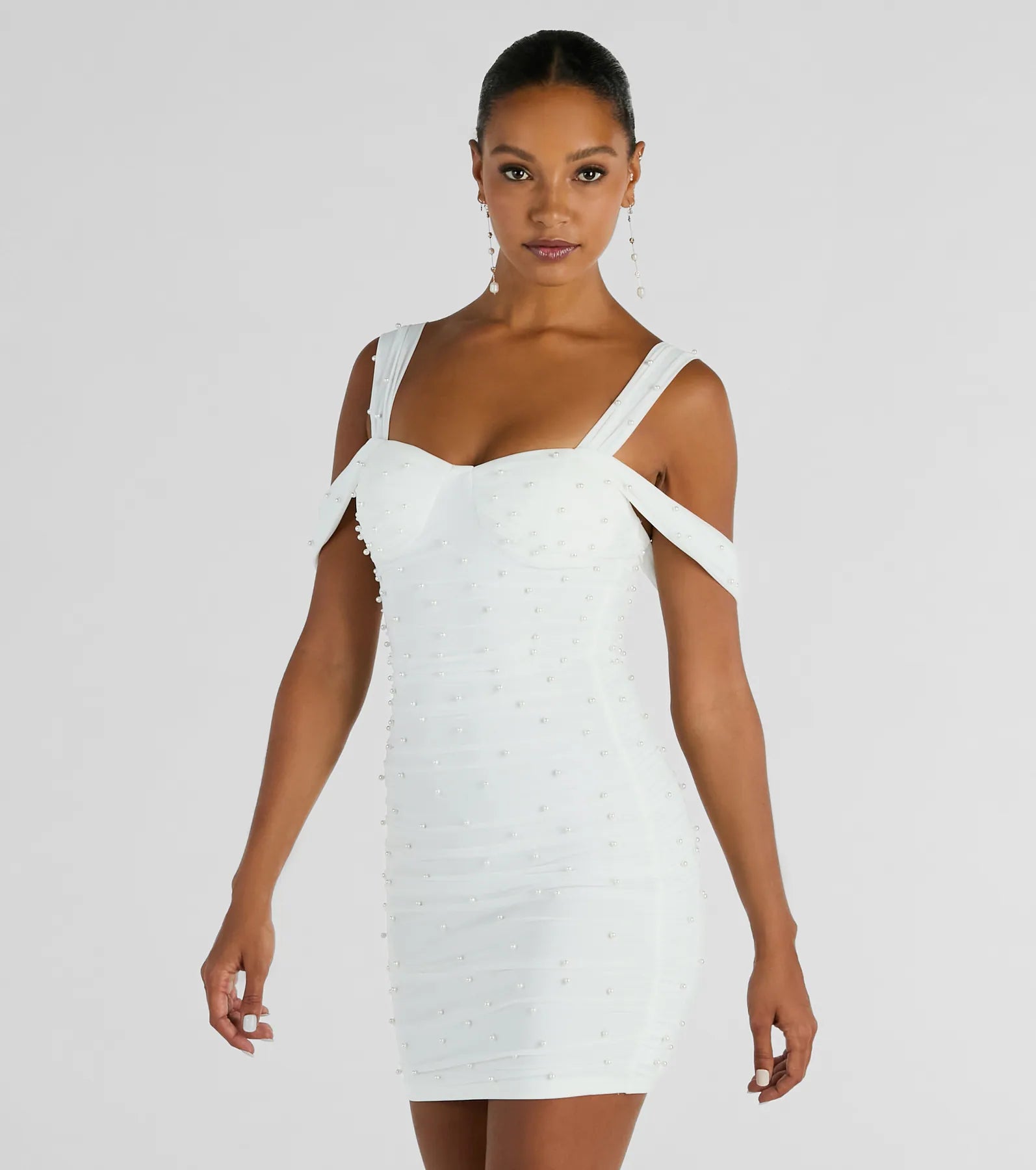 Special Price Breathtaking Impression Faux Pearl Bodycon Mini Dress