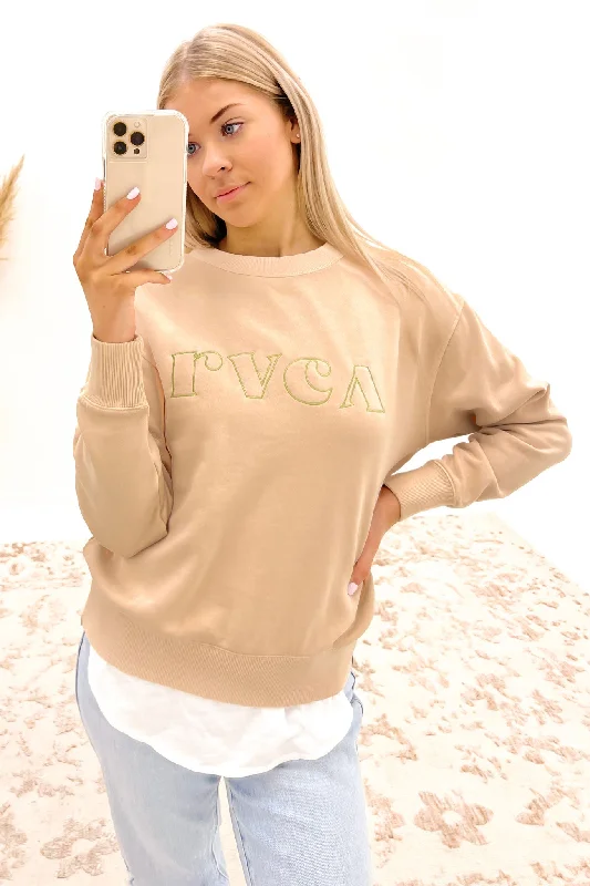 Deep Discounts RVCA Curl Keyline Crew Garlic