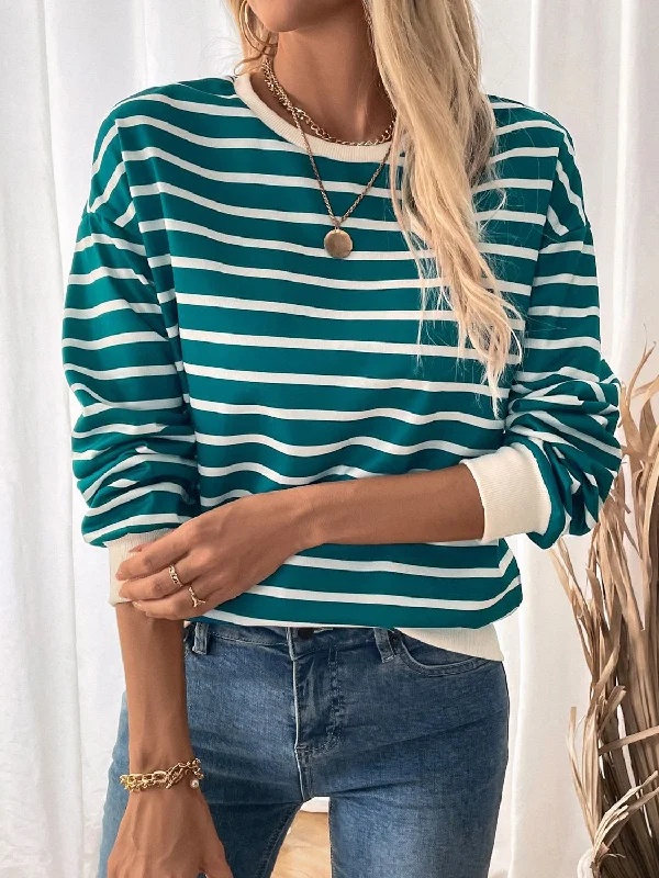 Weekend Deal Striped Contrast Sweatshirt