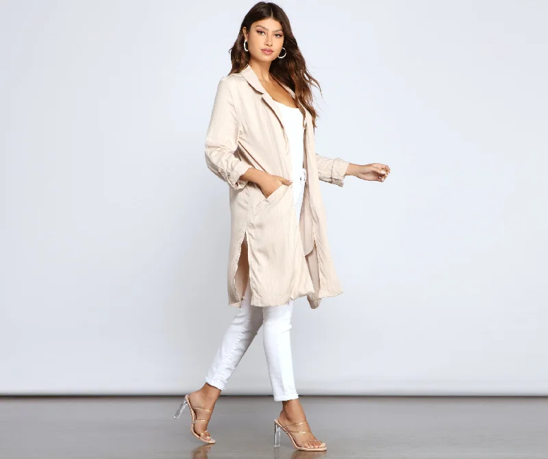 Deal Dash Striped Sophistication Long Blazer