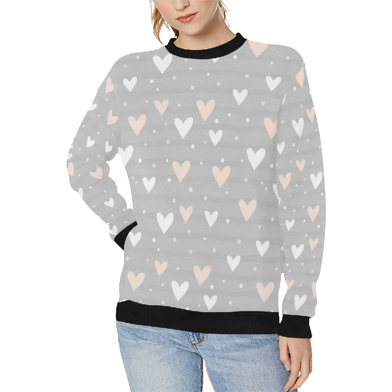 Major Savings Heart pattern gray background Women's Crew Neck Sweatshirt