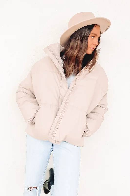 Overstock Carly Puffer Jacket Beige