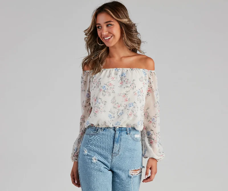 Limited Time Flower Bundles Chiffon Blouse