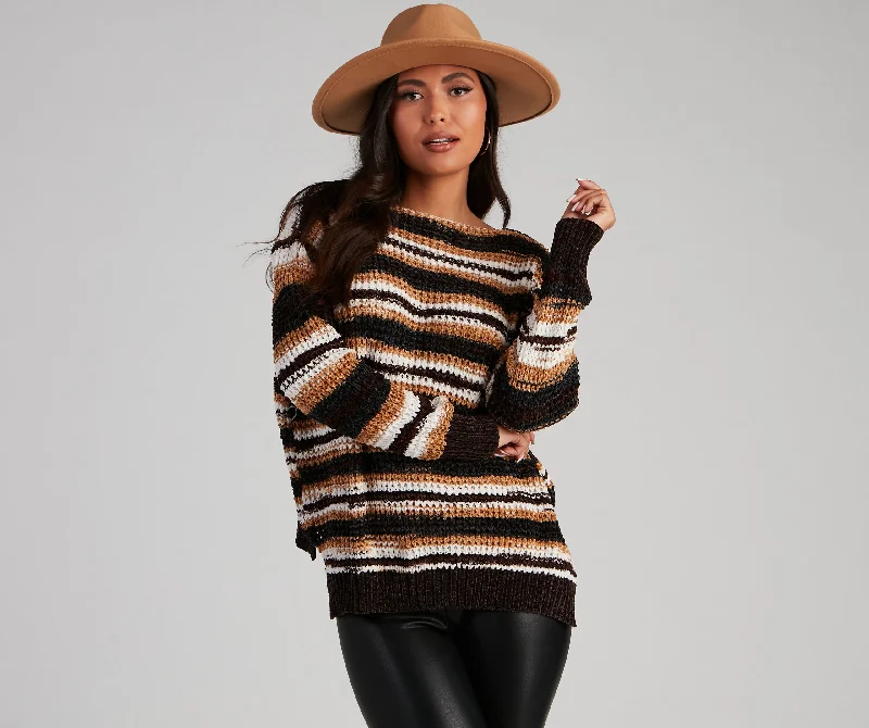New Arrival Chill Days Chenille Striped Sweater