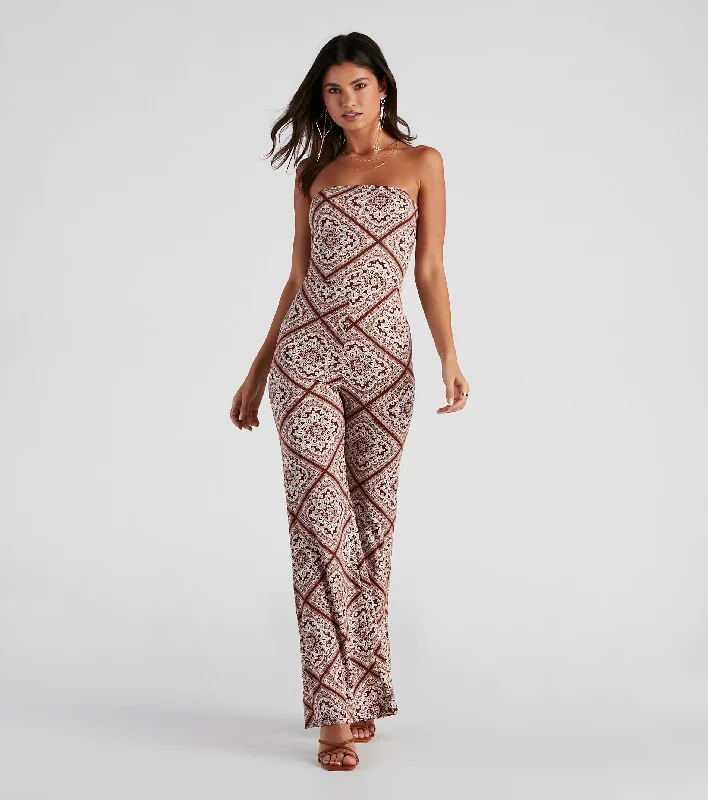 Mega Sale Stuck On Summer Boho Tube Jumpsuit