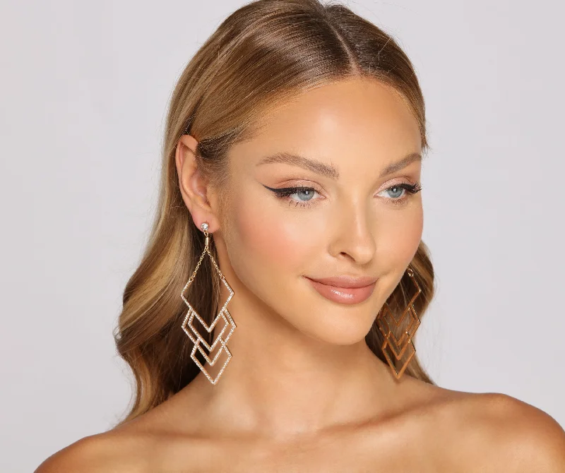 Act Now Linked In Glamour Rhinestone Earrings
