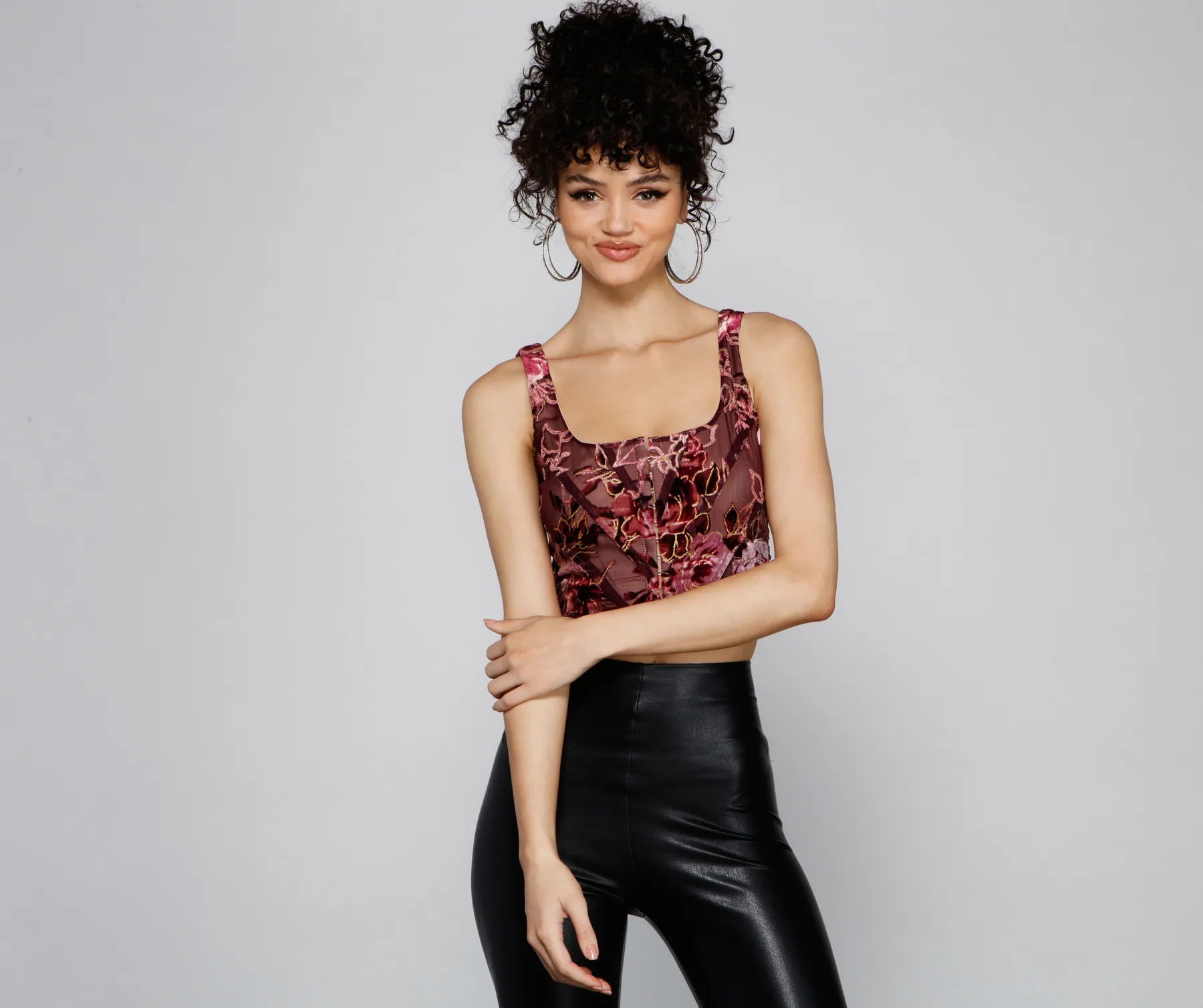 Exclusive Offers Floral Fusion Burnout Velvet Corset