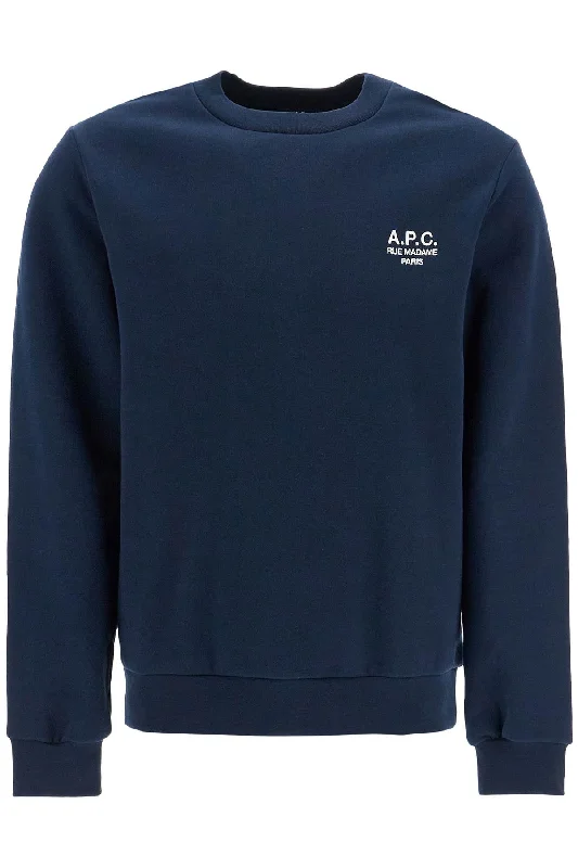 Unisex Dark Blue Organic Cotton Sweatshirt With Embroidered Logo  - Blue