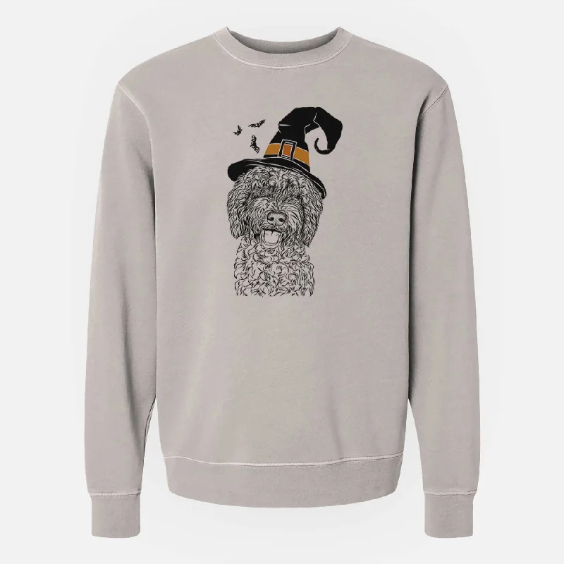 Low Prices Witch Jack the Chocolate Labradoodle - Unisex Pigment Dyed Crew Sweatshirt