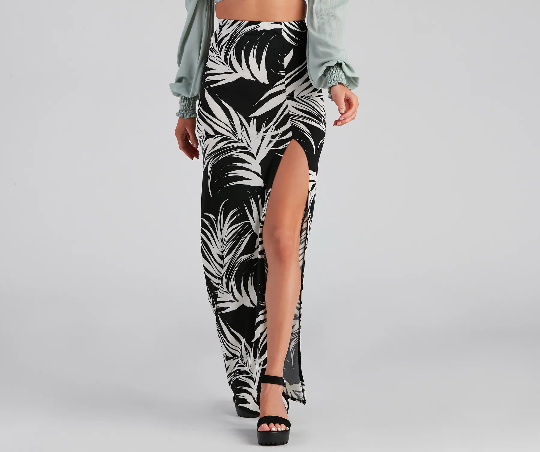 Special Price Hit The Tropics High Slit Maxi Skirt