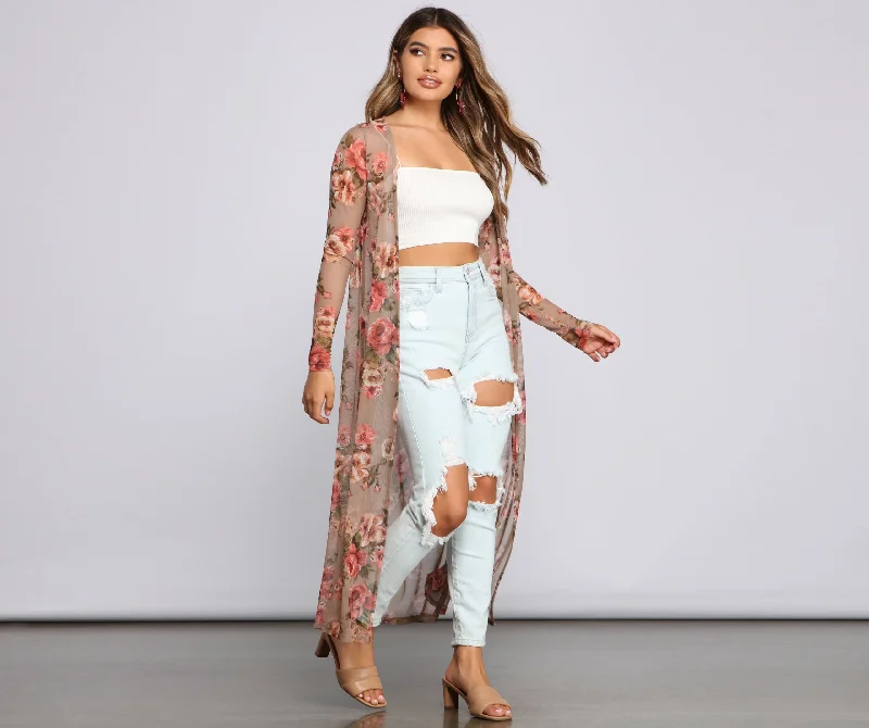 Price Drop Alert Sweet Floral Mesh Duster