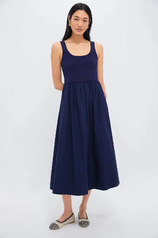 Final Clearance Navy Mixed Media Juliette Dress