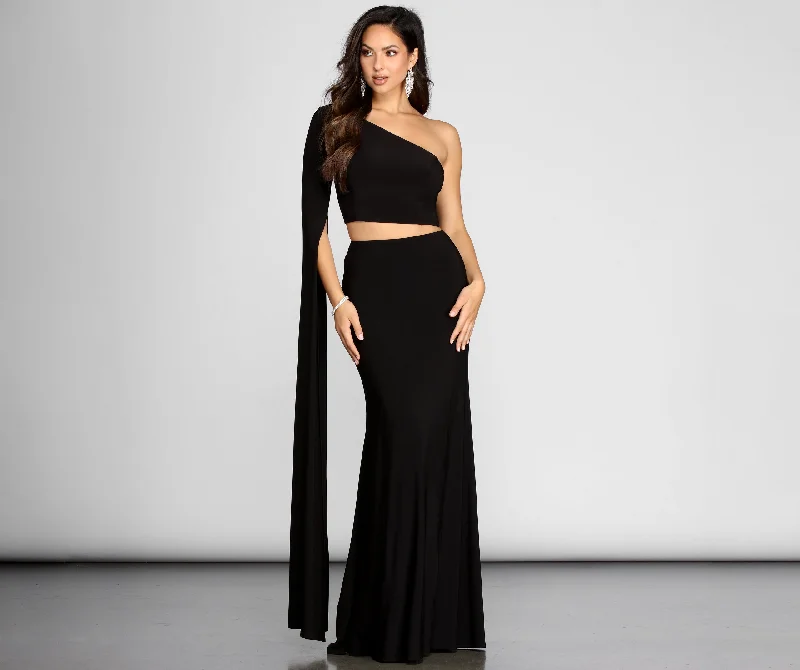 While Supplies Last Linda One Shoulder Two Piece Dress