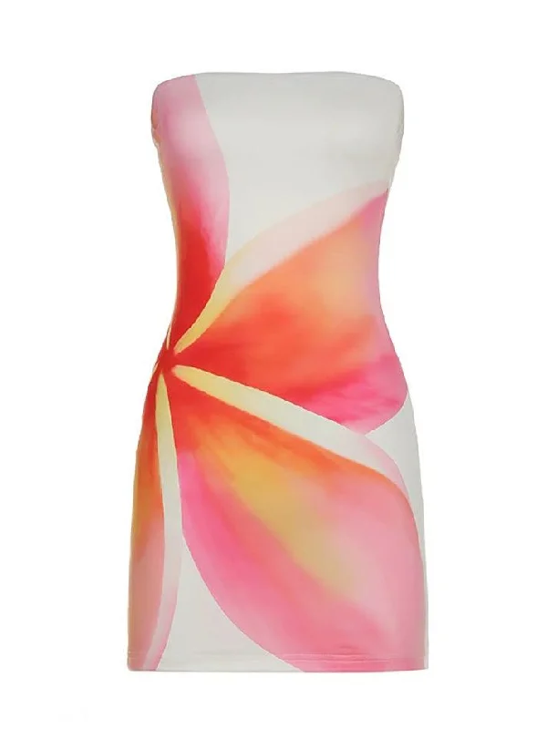 Markdowns Contrast Print Bandeau Mini Dress
