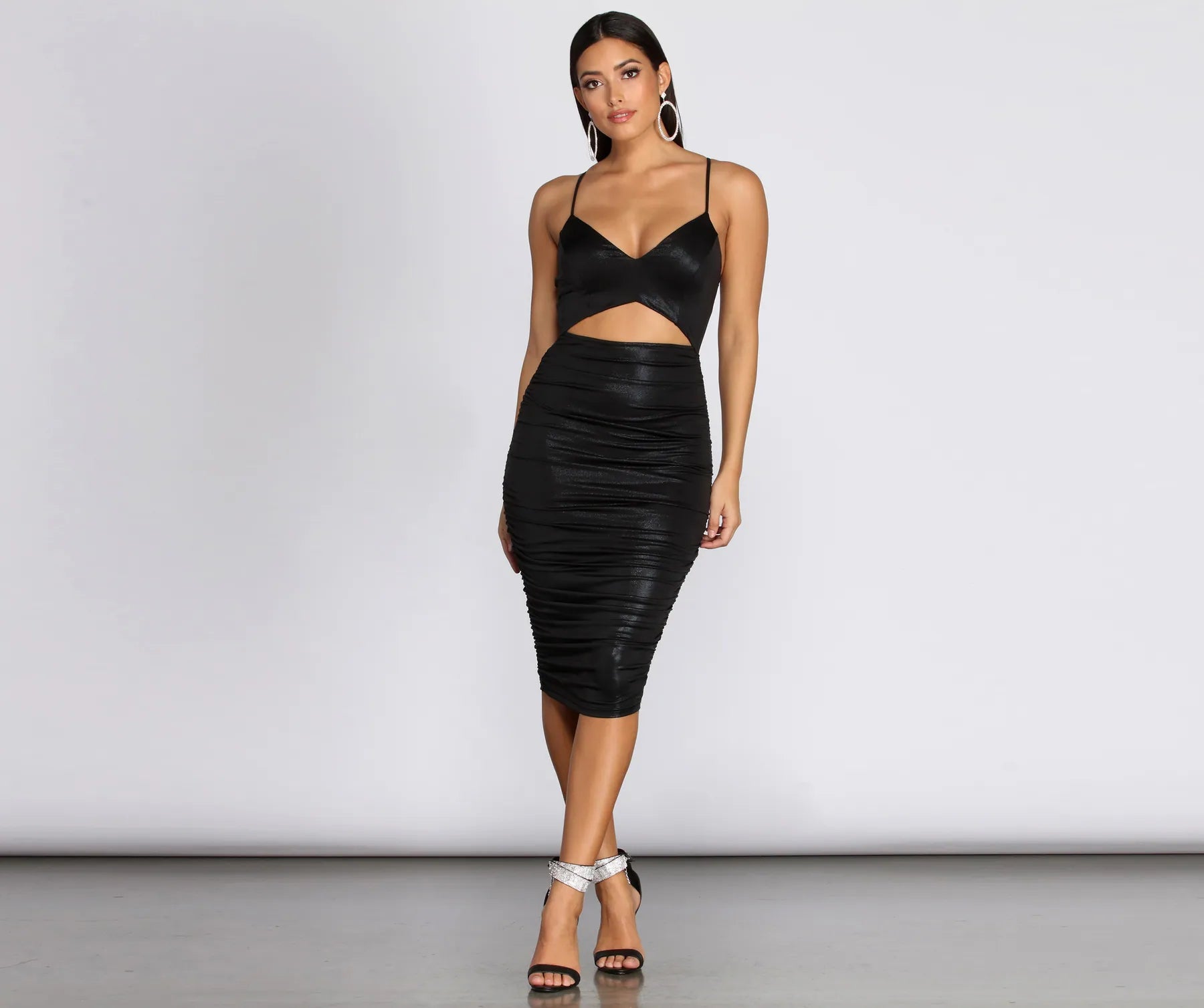 Lowest Price Metallic Muse Ruched Midi Dress
