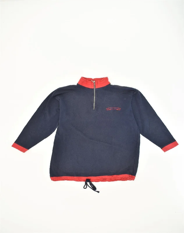 Savings Galore SEASIDE Womens Zip Neck Sweatshirt Jumper UK 16 Large Navy Blue Cotton