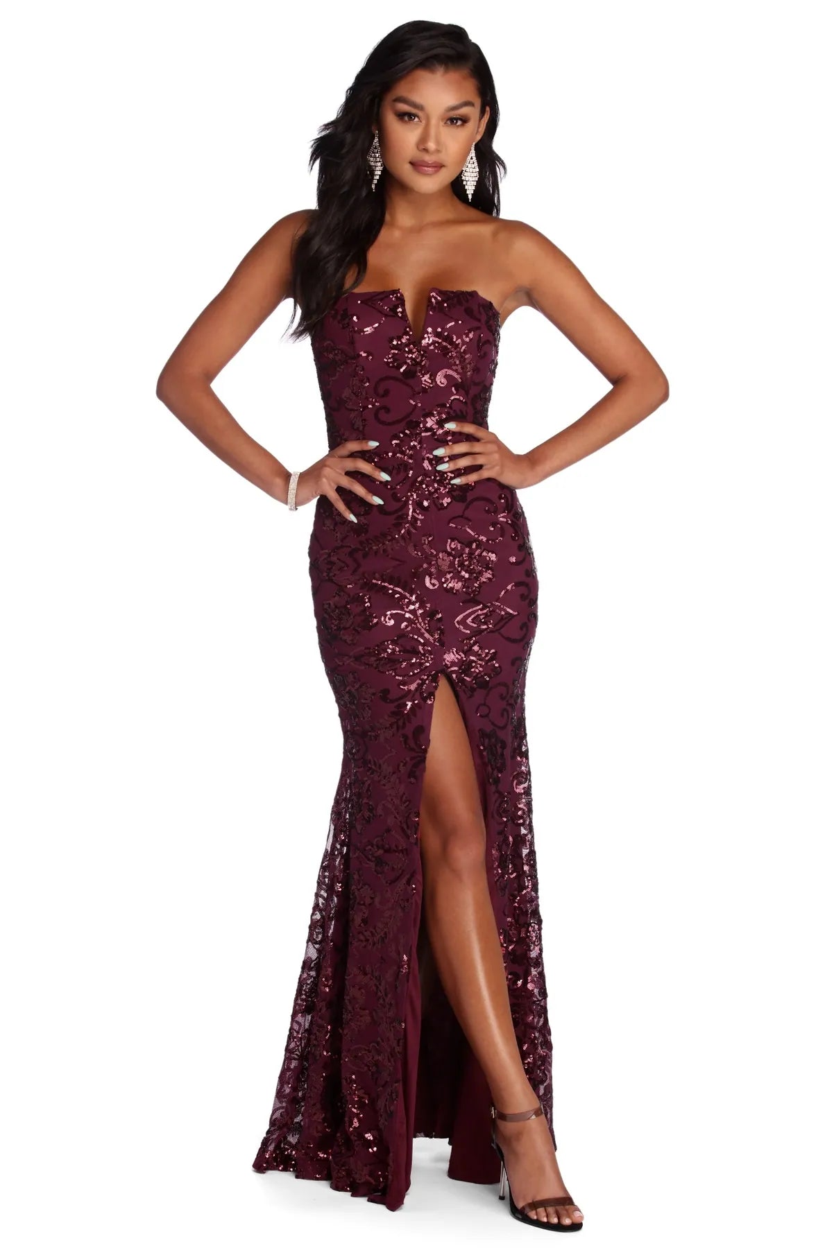Limited Time Discount Paulina Formal High Slit Sequin Dress