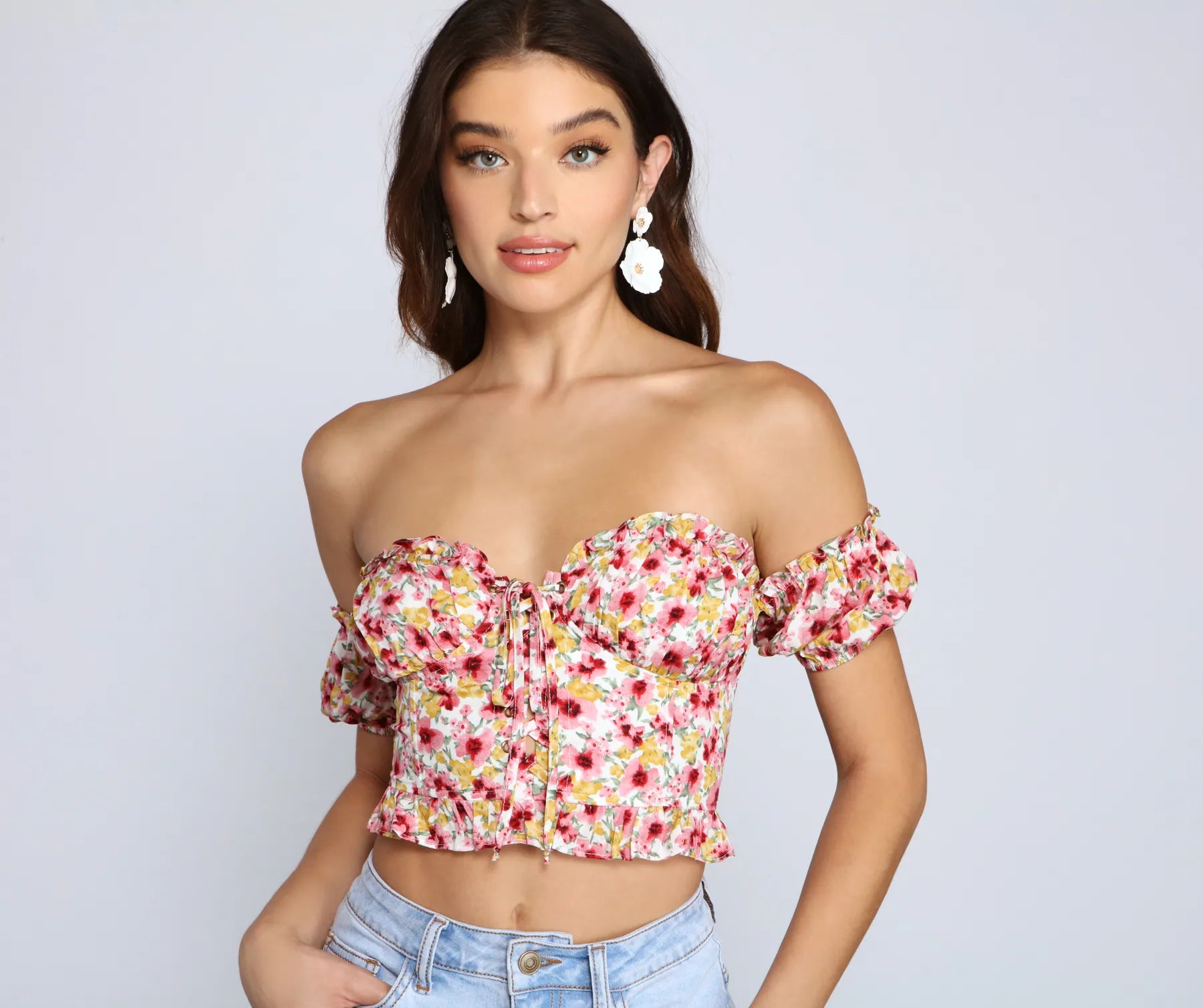 Now or Never Keep It Sweet Floral Crop Top
