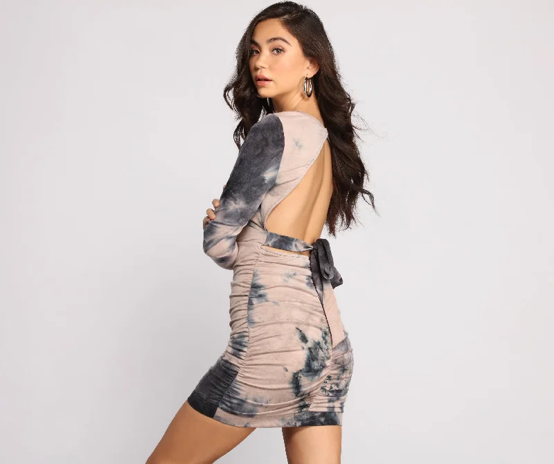 Inventory Reduction Get On-Trend Tie Dye Knit Mini Dress