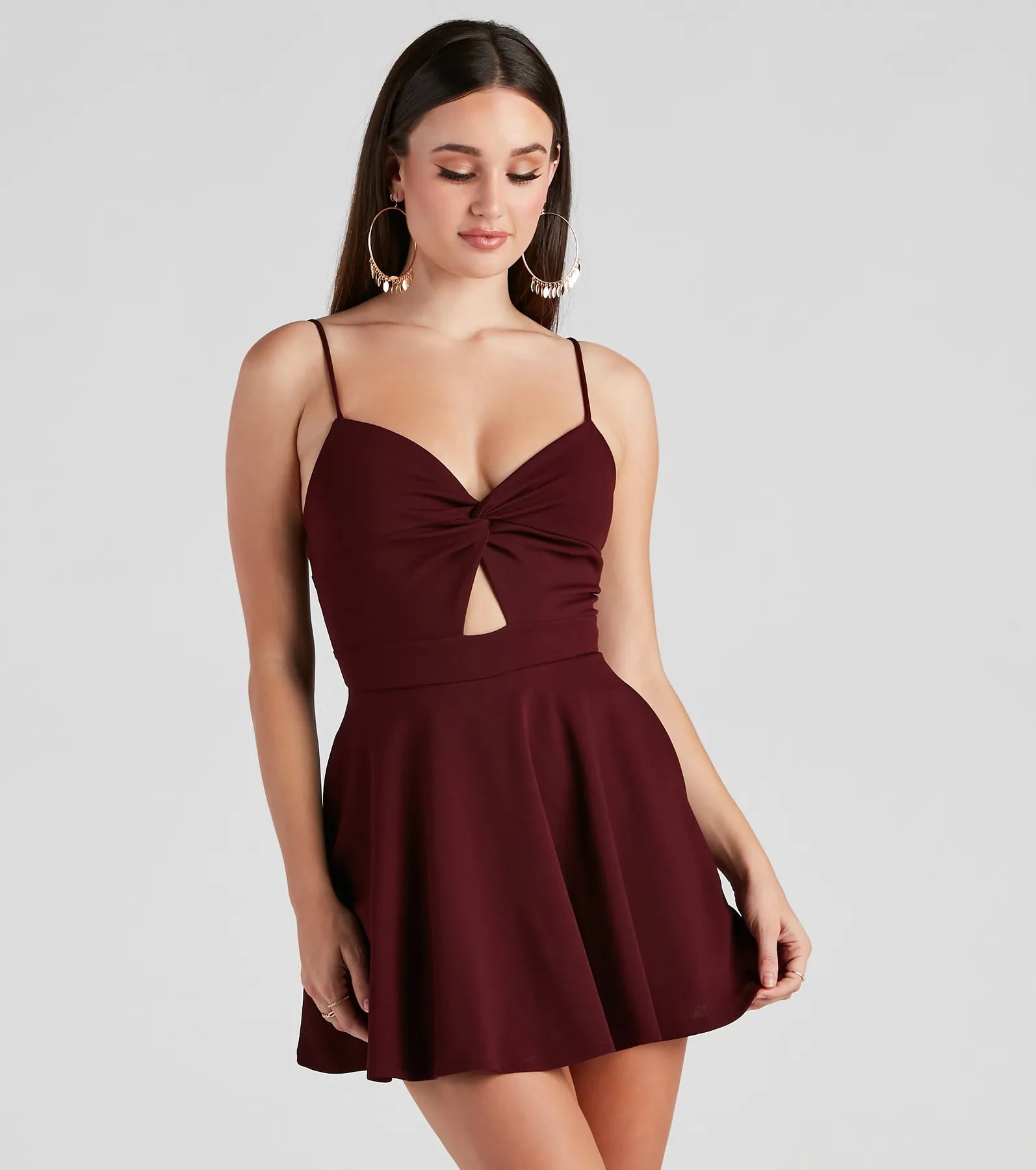 Flash Sale Trendy Twist-Front Skater Romper