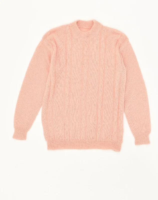 Factory Direct Sale VINTAGE Womens Crew Neck Jumper Sweater UK 12 Medium Pink Wool