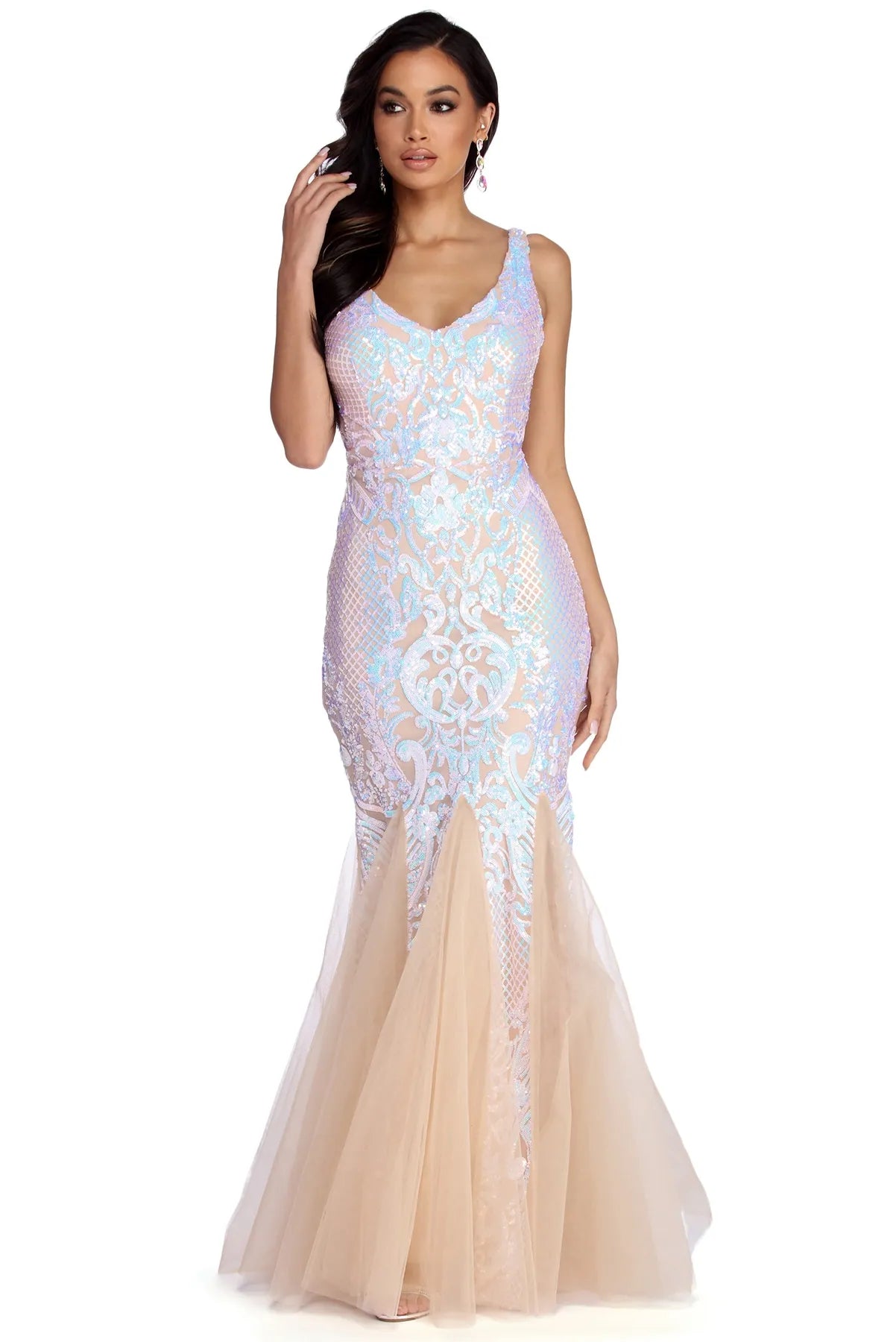Early Bird Discount Elsa Formal Iridescent Sequin Dress