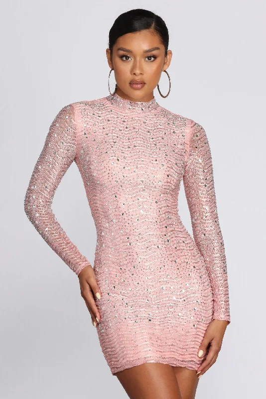 Act Now Dazzle Queen Heat Stone Mini Dress