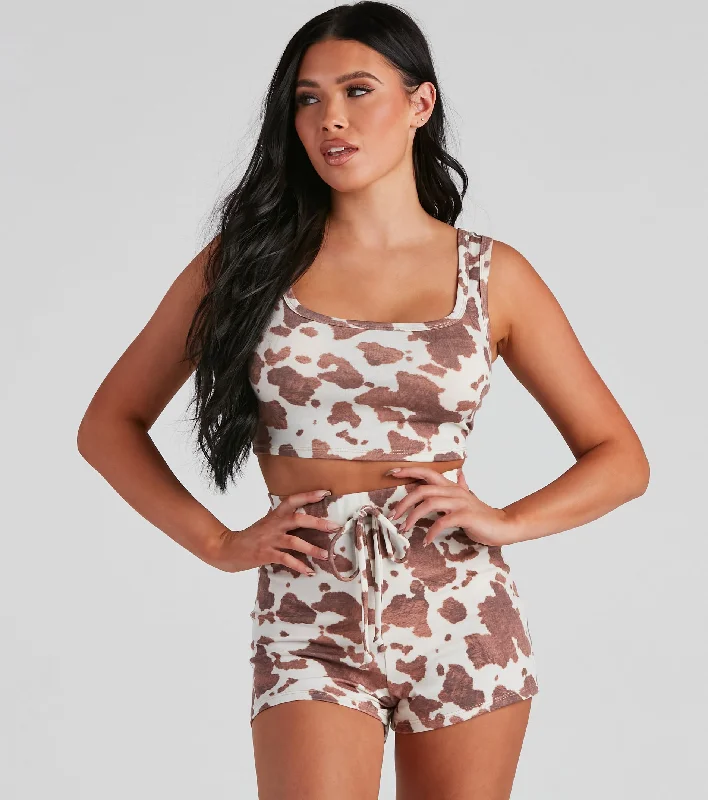 Don't Wait Howdy Cow Print Pajama Top