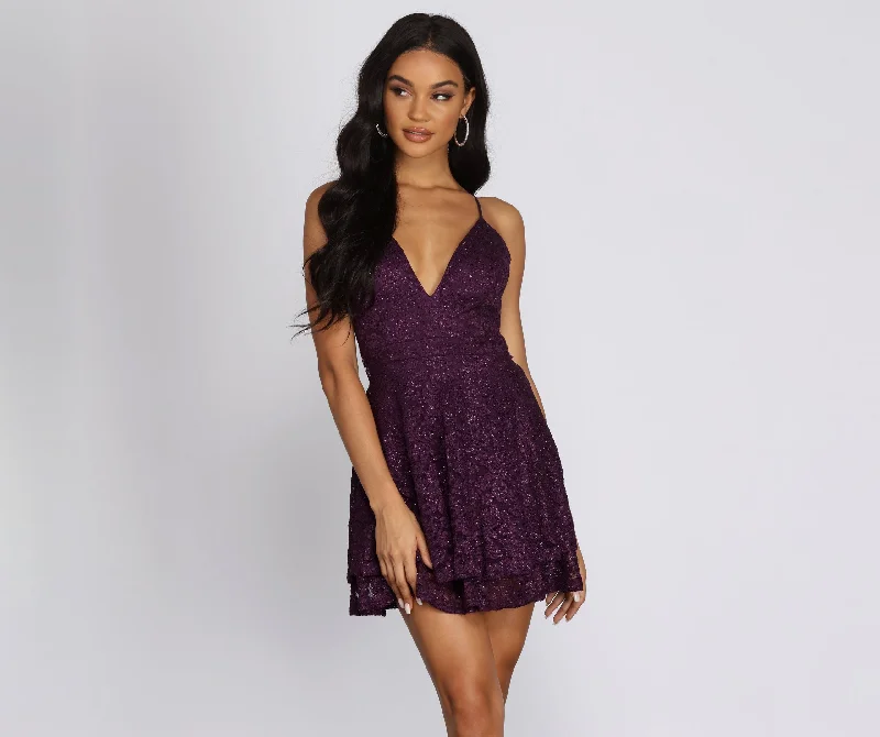 Season Finale Sale Glitz & Glam Lace Skater Dress