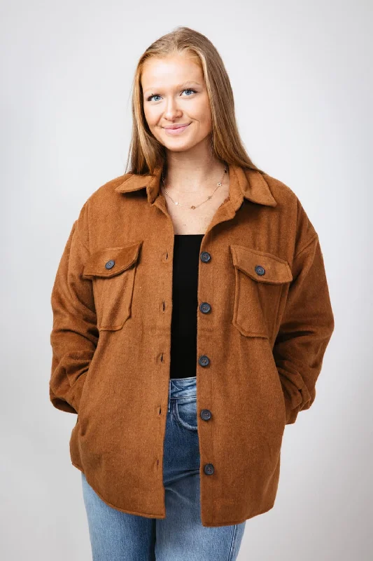 Thread & Supply Woven Shacket for Women in Brown | J1307PND-COPPER