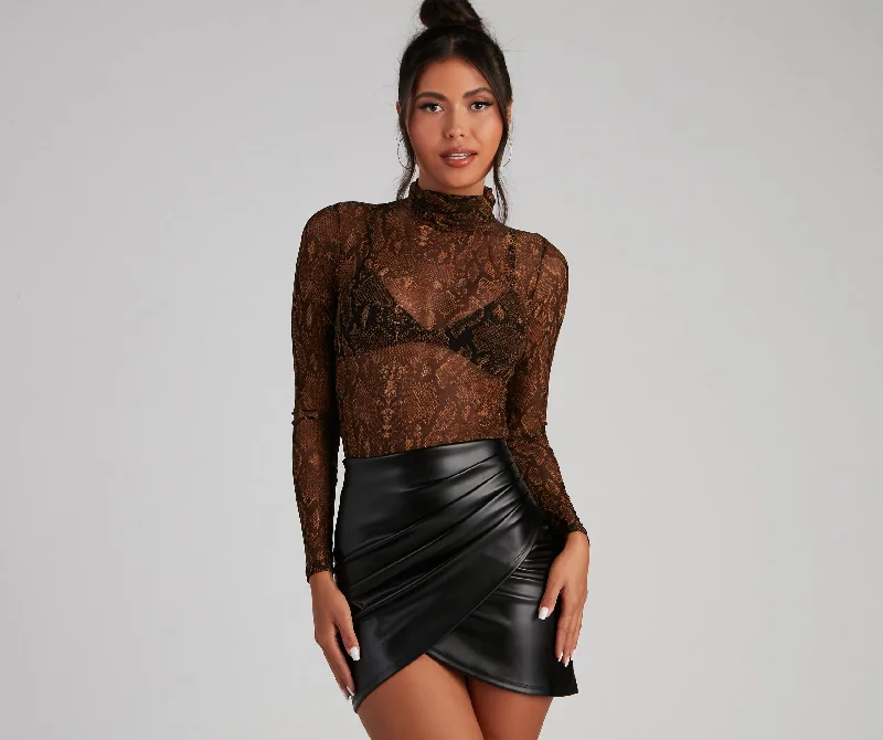 Today’s Special Sexy Slither Mesh Turtleneck Top