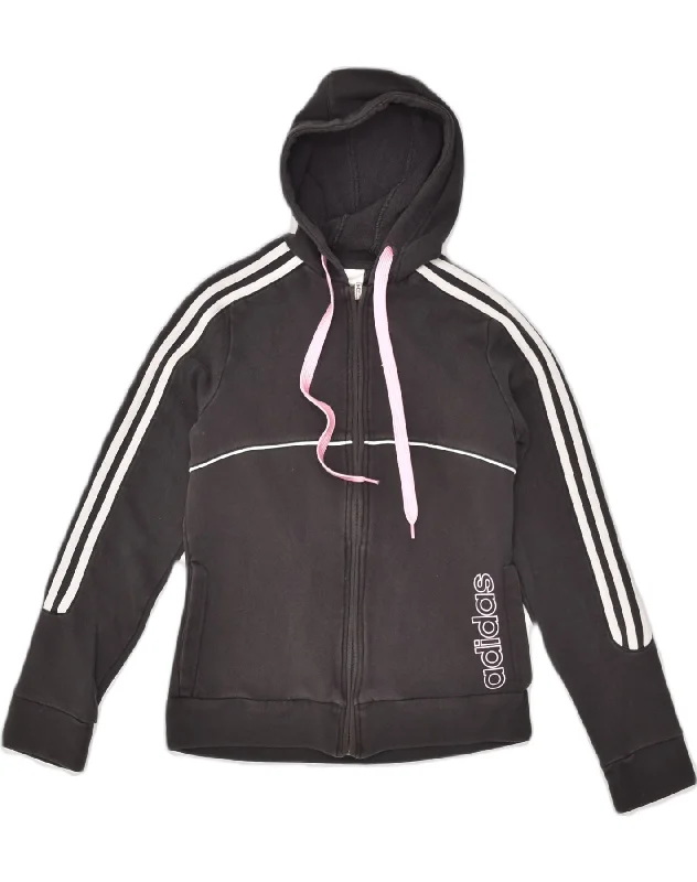 Get It Before It’s Gone ADIDAS Womens Zip Hoodie Sweater UK 12 Medium Black Cotton